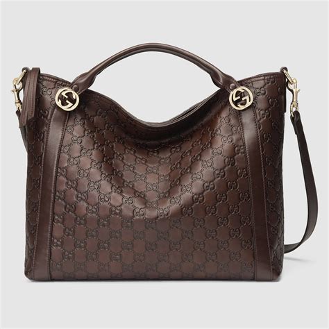 Gucci Miss Gg Ssima Leather Top Handle Bag in Brown 